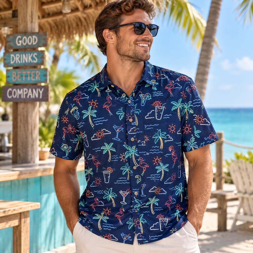 Chubbies The Neon Light Friday Short Sleeve Button Down Shirt Size S